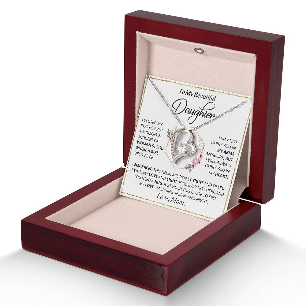 To My Daughter, I Will Always Carry You In My Heart, Forever Love Necklace with LED Light Gift Box