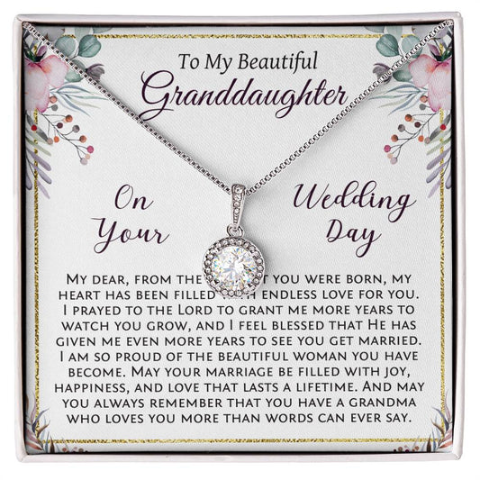 Granddaughter Wedding Day Gift from her Grandmother. Eternal Hope necklace with a heartwarming message card