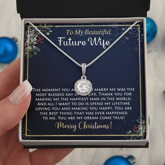 Promise necklace with message card. Christmas present for fiancée.