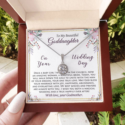 Goddaughter Wedding Day Gift, Eternal Hope Necklace with Message Card