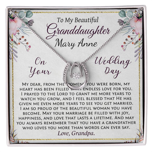 Granddaughter Wedding Gift from Grandpa, Personalized with Bride's Name