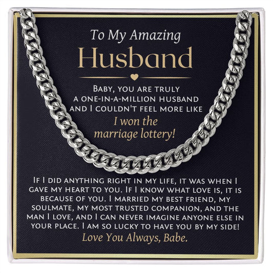 To My Husband Cuban Chain Necklace, Romantic Gift for Husband from Wife