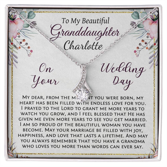 Granddaughter Wedding Gift from Grandma, Personalized with Bride's Name