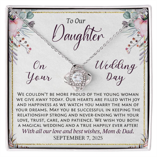 Daughter Wedding Day Gift from Mom and Dad, Personalized Bride Gift with Her Wedding Date