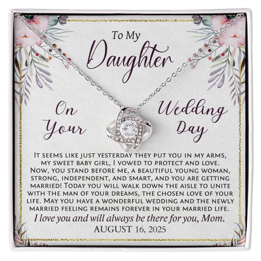 Daughter Wedding Day Gift from Mom, Personalized Bride Gift with Her Wedding Date