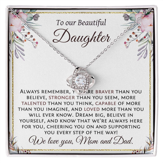 Daughter Gift, Necklace with Message Card, Gift for Daughter from Mom and Dad