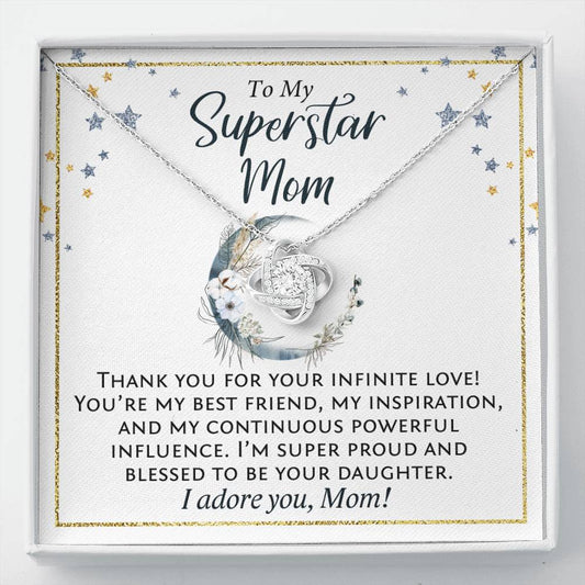 To My Superstar Mom, Gift from Daughter, Thank You Necklace, Mother's Day Gift