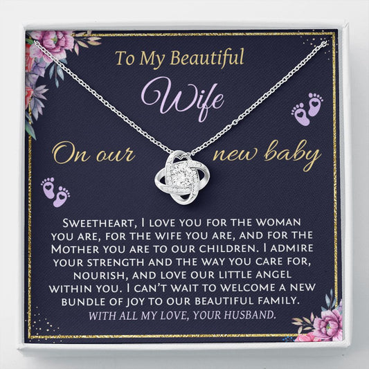 To My Wife On Our New Baby - Love Knot Necklace