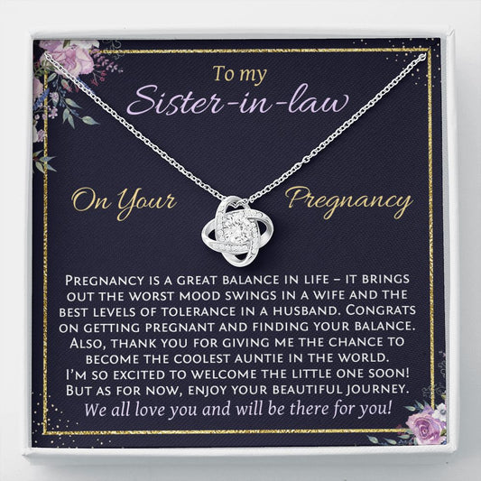 To My Sister-in-law On Your Pregnancy, Love Knot Necklace