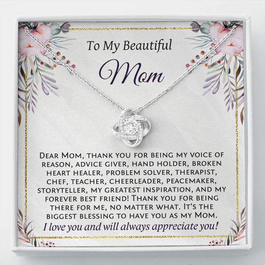 Mom Gift from Daughter, Gift from Son, Thank You Necklace, Mother's Day Gift for Mom