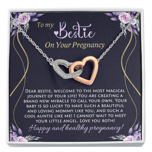 To My Bestie On Your Pregnancy - Two Hearts Necklace