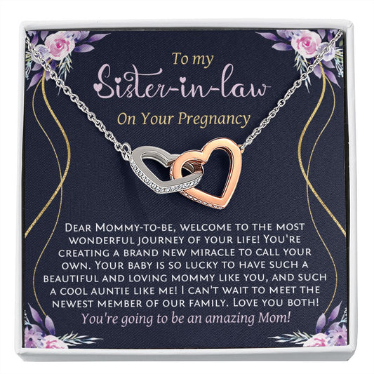 To My Sister-in-Law On Your Pregnancy, Two Hearts Necklace